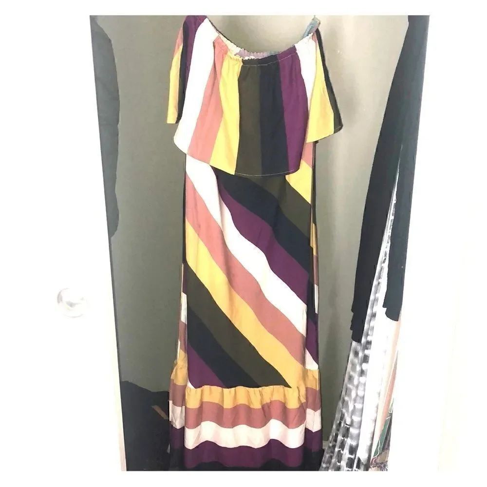 Vici carnival stripe strapless maxi dress sz S